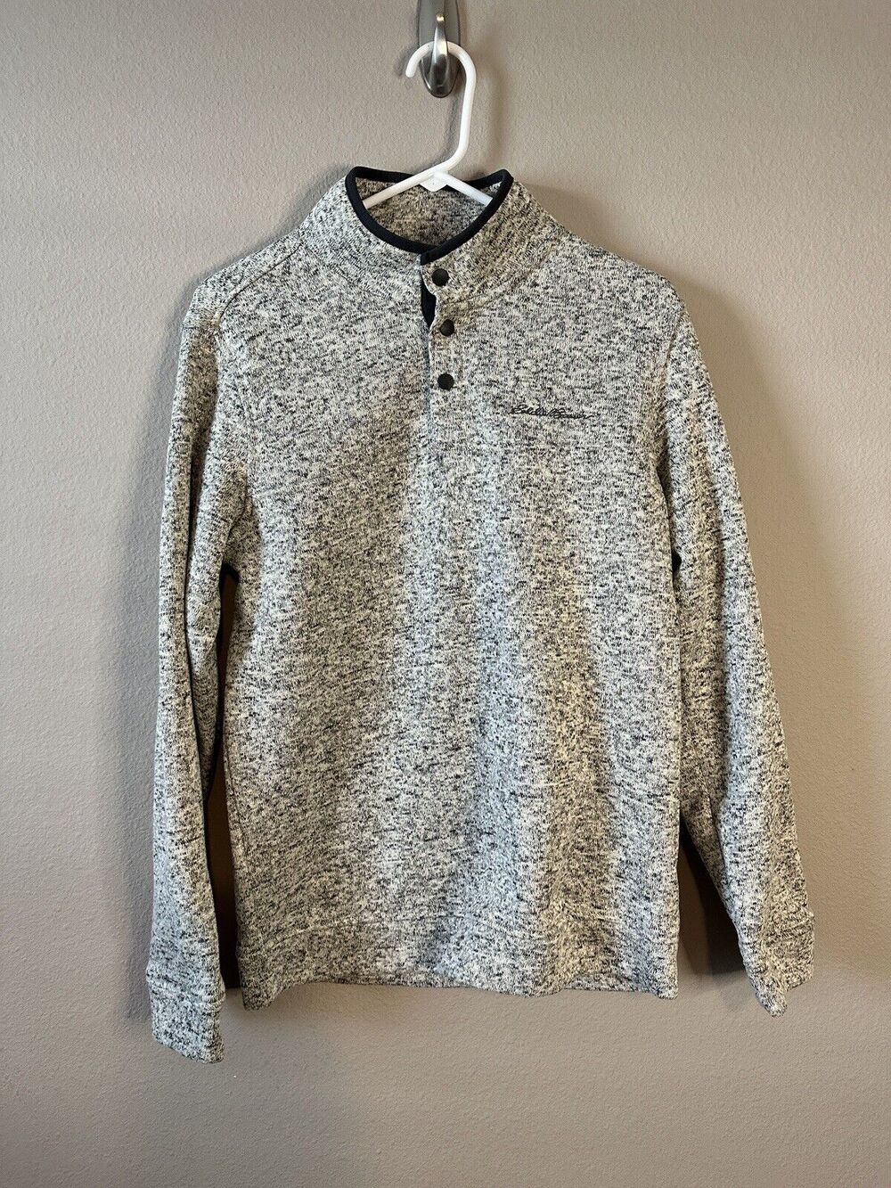 Eddie Bauer Men’s Radiator Fleece Pullover Snap Front Gray M